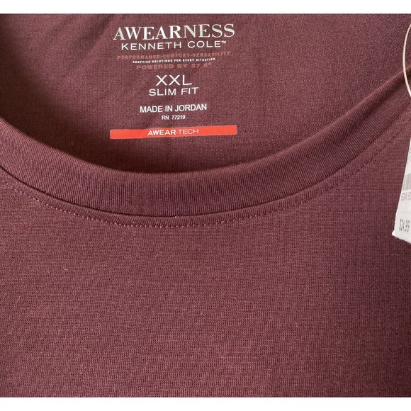 Awearness Kenneth Cole AWEAR-TECH Burgundy Crew Neck T-Shirt Size XXL NWT - Picture 3 of 4